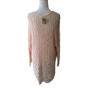 NWT J Jill open knit flowy top/tunic icy pink 3/4 sleeve boho fairy lightweight